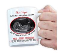Mug échographie fête des pères - Personnalisable - Cadeau original - Céramique 330mL