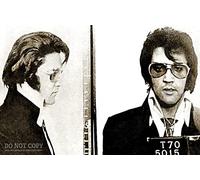 Mug Elvis Presley Shot Art 28 x 43 cm - Pièce originale rare de 1970 - Photographie - Portrait unique de Mugshot - Photo imprimée