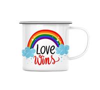 Mug Emaillé Metal Love Wins LGBT Arc en Ciel Amour Gay Trans Lesbien