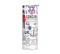 Mug en acier inoxydable avec couvercle sans accessoires - Bouteille d'eau isotherme de 591 ml avec imprimé « I Love London » - Parfaite pour le sport, le bureau et la maison