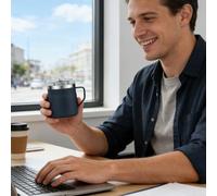 Mug en Acier Inoxydable,Contenant de Boisson 45cl | Petit Gobelet De Voyage | pour Jus Boissons Lait Voyageurs Étudiants Conducteurs Gym Trajet Quotidien Camping Randonnée Pique-nique Plage Sports