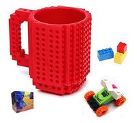 Mug en brique à construire soi-même - Tasse à café fantaisie avec trois sacs de blocs (rouge)