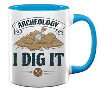 Mug en céramique Archeology I Dig It Funny Shovel Digging Art - Bleu clair