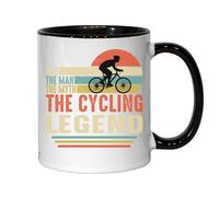 Mug en céramique avec inscription « Dad The Man The Myth The Cycling Legend » - Noir