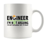 Mug en céramique avec inscription « Engineer I'm Not Arguing I'm Just Expliing Why I'm Right Engineer » pour petit ami, mari, étudiant, fils, fille, collègue, ami, de la part de papa, maman, épouse