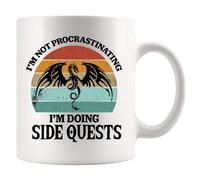 Mug en céramique avec inscription « I'm Not Procrastinating I'm Doing Side Quests » - 325 ml - Blanc