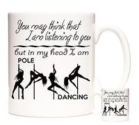 Mug en céramique avec inscription « In My Head I Am Pole Dance » et inscription « Four Pole Dancers » et « In My Head I Am Pole Dance »