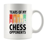 Mug en céramique avec inscription « Tears Of My Chess Opponents » - 325 ml - Blanc
