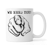 Mug en céramique avec inscription « We Need You Uncle Sam Hand » Blanc