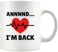 Mug en céramique blanche avec anse, thème « Rétablissement et retour », cadeau d'une infirmière pour les survivants d'une opération du cœur ou d'une crise cardiaque (325 ml). Convient aux femmes et au
