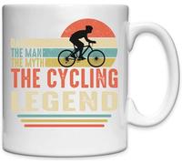 Mug en céramique blanche avec inscription Dad The Man The Myth The Cycling Legend Bicycle