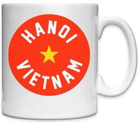 Mug en céramique blanche avec logo minimaliste Hanoi Vietnam