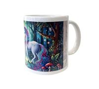 Mug en Céramique Blanche Licorne et Forêt Enchantée