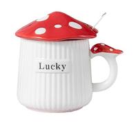 Mug en céramique champignon peint à la main 400 ml Passe au four à micro-ondes Tasse à café pour bureau maison Rouge 401-500 ml