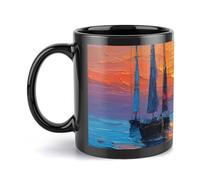 Mug en céramique de 325 ml (11 oz), décoré d'un duo de couchers de soleil peints à l'huile. Idéal pour les fêtes, les mariages, les pendaisons de crémaillère, à la maison comme au bureau.