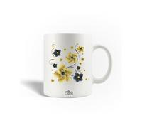 Mug En Céramique Fleur Gris Jaune Abstraite Avec Des Pétales Texturés