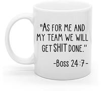 Mug en céramique humoristique « Pour le bureau » avec anse, citation sarcastique : « Quant à moi et mon équipe, on va s'en sortir ! » (325 ml). Idéal pour les collègues et employés. Convient aux femme
