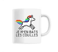 Mug en Céramique Je m'en bats les couilles - Imprimé en France - Tasse originale en céramique - Cadeau Anniversaire Humour original rigolo (Blanc)