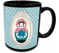 Mug en céramique noire poupée russe 350 ml Multicolore G
