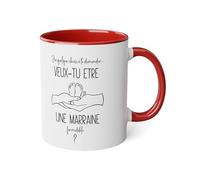 Mug en Céramique Personnalisé Marraine formidable - Cadeau Original pour une demande ou une surprise - Tasse Café Thé avec Prénom ou Message - Idée Cadeau - France (N°2 ROUGE)
