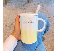 Mug en Céramique Personnalisé, Mignon et Original, Grande Tasse à Thé Rose avec Couvercle, Mugs et Tasses à Café Jolie et Lourde, Cadeau Unique pour Femme, Mère, Grand-mère(Yellow)