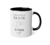 Mug en Céramique Personnalisé Parrain marraine - Cadeau Original pour une demande où une surprise - Tasse Café Thé avec Prénom ou Message - Idée Cadeau - France (N°1 NOIR)