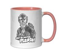 Mug en céramique rose avec inscription « Help Me Doctor Please » - Motif loup-garou