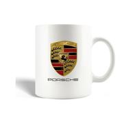Mug en Céramique Voiture Porsche Logo Noir Jaune Et Rouge