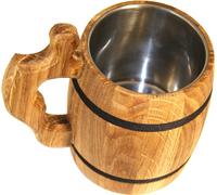Mug en chêne avec insert en acier inoxydable | mug en bois pour la bière | tasse à bière en bois et acier | mug rustique | cadeau pour un amateur de bière