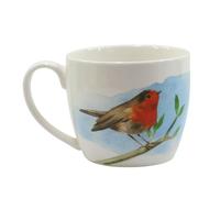 Mug en Grès 380ml - Design Oiseaux du Jardin | Rouge-Gorge & Mésange, Style Aquarelle | Tasse à Café Originale, Compatible Lave-Vaisselle & Micro-Ondes