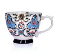Mug en grès 400 ml, peint à la main en noir et blanc, motif Andalousie DUKA