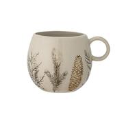 Mug en grès beige, à motifs floraux - Bloomingville, Hollie - H9 cm