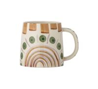 Bloomingville Shama 82060439 Tasse avec anse en grès peinte à la main Vert 515 ml 14,5 x 11 cm