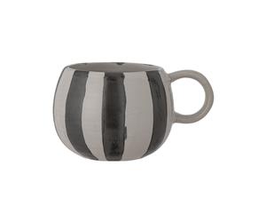 Mug en grès noir, à motifs, rayures verticales blanches - Bloomingville, Serina - H9 cm