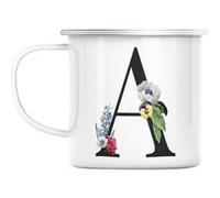 Mug en métal émaillé A anna adèle ambre lettre Blanc G