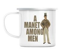 Mug en métal émaillé A manet among men jeu de mot Blanc G