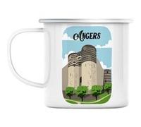 Mug en métal émaillé Angers château france ville Blanc G