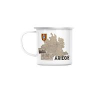 Mug en Métal Emaillé Ariège 09 Departement Foix Carte Ancienne Occitanie