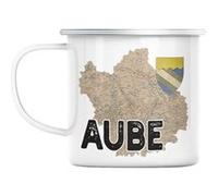 Mug en métal émaillé Aube 10 département troyes Blanc G