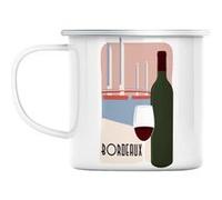 Mug en métal émaillé Bordeaux vin france ville Blanc G