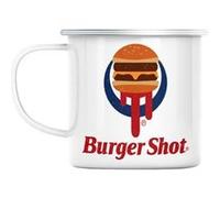 Mug en métal émaillé Burger shot geek jeux video Blanc G