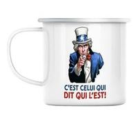 Mug en métal émaillé C'est celui qui dit qui l'est Blanc G