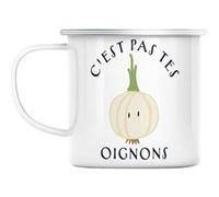 Mug en métal émaillé C'est pas tes oignons Blanc G