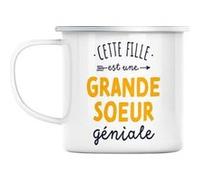 Mug en métal émaillé Cette fille est une grande Blanc G