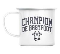 Mug en métal émaillé Champion de babyfoot sport Blanc G