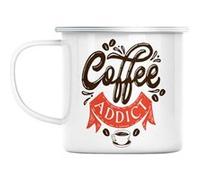 Mug en métal émaillé Coffee addict café Blanc G