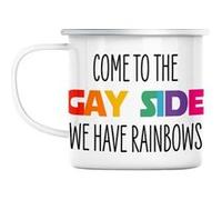 Mug en métal émaillé Come to the gay side we have Blanc G