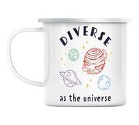 Mug en métal émaillé Diverse as the universe Blanc G