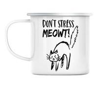 Mug en métal émaillé Don't stress meowt chat Blanc G