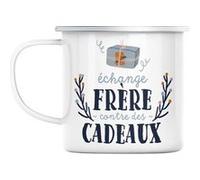 Mug en métal émaillé échange frère contre cadeaux Blanc G